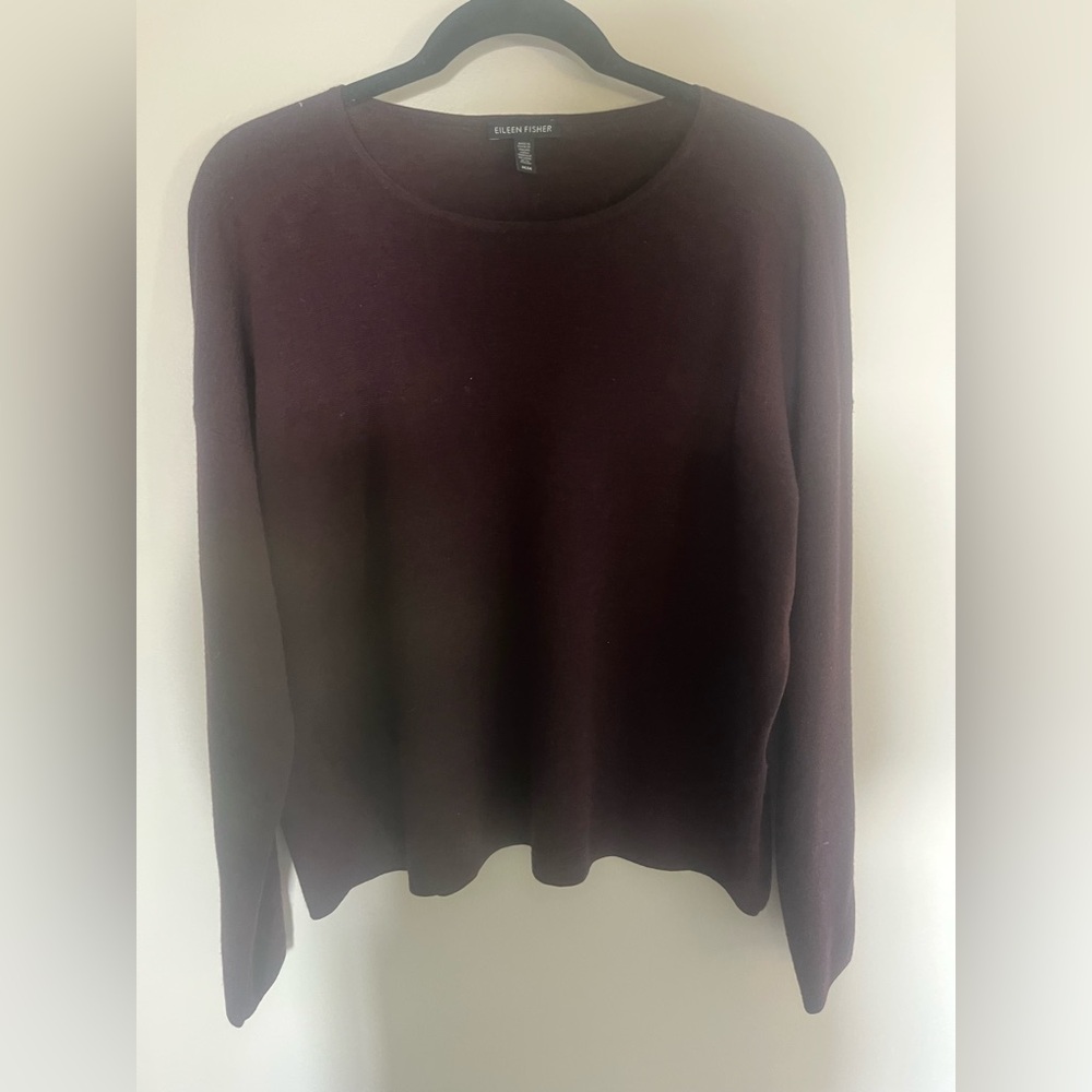100% wool Eileen Fisher Plum Crewneck Knit Top